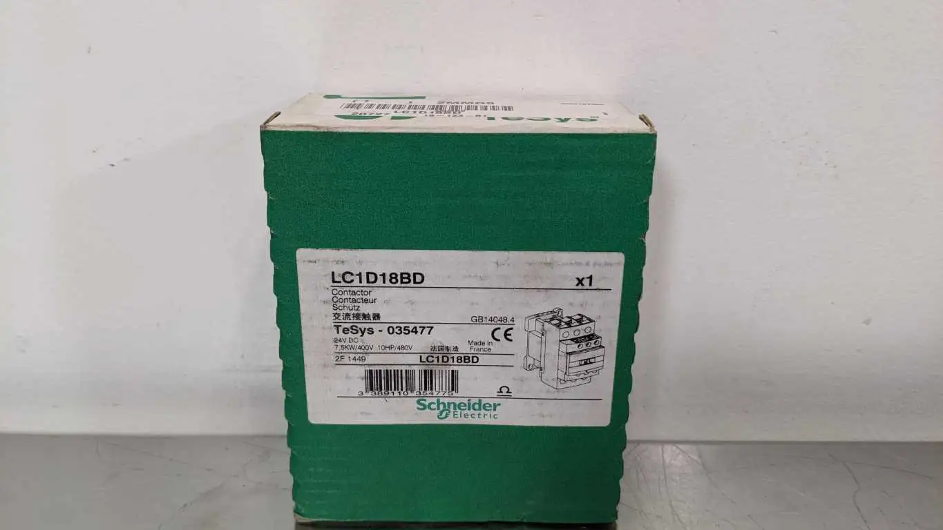 Schneider Electric LC1D18BD Contactor 18A 18A 24VDC 7,5KW 10HP/480V