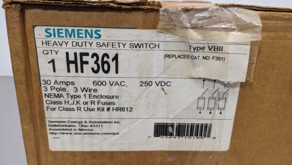 HF361, Siemens, Heavy Duty Safety Switch 4824 2 Siemens HF361 1