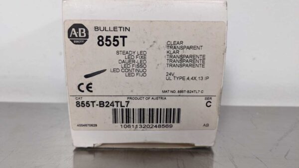 855T-B24TL7, Allen-Bradley, Clear Steady LED Indicator Light 4852 5 Allen Bradley 855T B24TL7 1