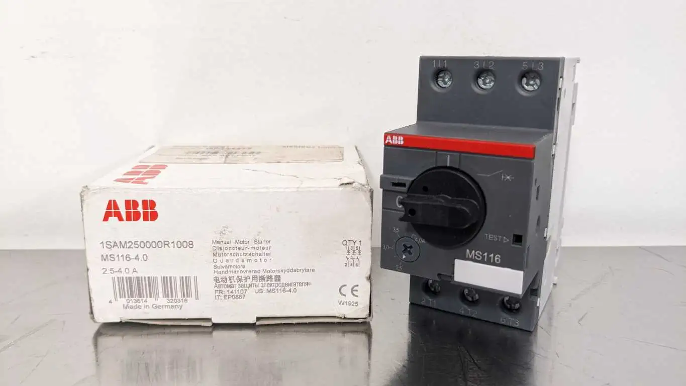 ABB MS116-4.0 Manual Motor Starter Circuit Breaker 2.5-4.0A 1SAM250000R1008