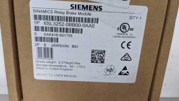 6SL3252-0BB00-0AA0, Siemens, SINAMICS Relay Brake Module 4973 5 Siemens 6SL3252 0BB00 0AA0 1