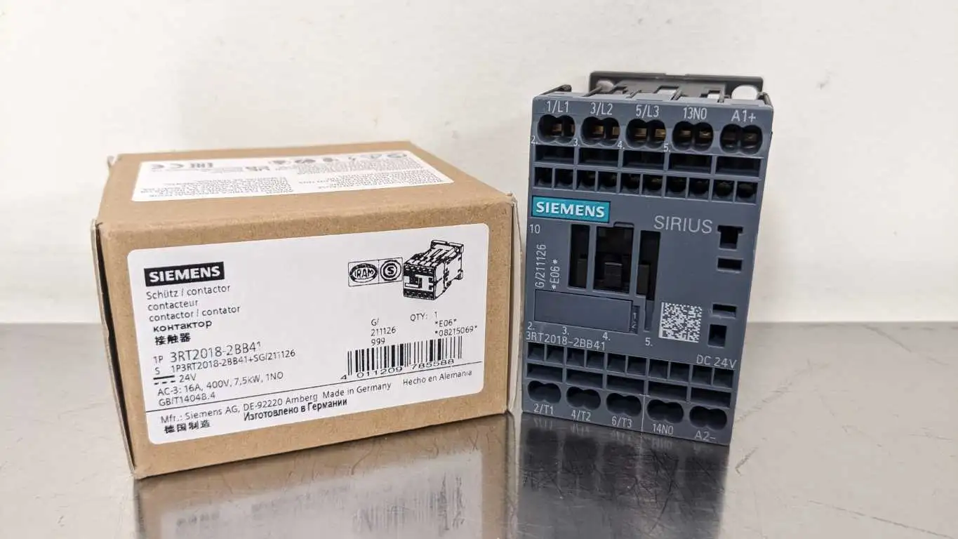 Siemens 3RT2018-2BB41 Contactor 1NO 24VDC Coil 16A 400VAC