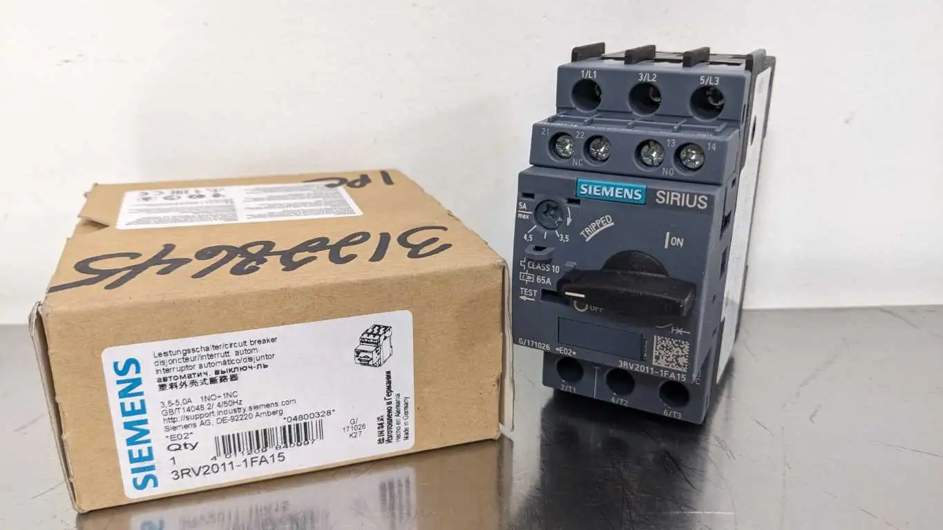 Siemens 3RV2011-1FA15 Circuit Breaker 1NO 1NC 3.5-5A