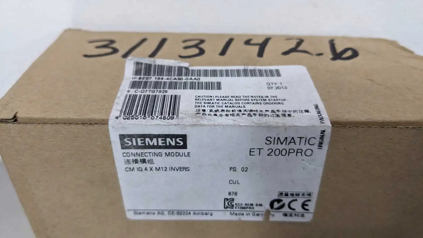 Siemens 6ES7 194-4CA50-0AA0 Connecting Module CM IO 4 X M12 INVERS SIMATIC ET 200PRO