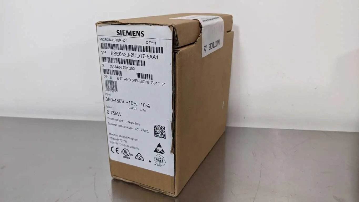 Siemens 6SE6420-2UD17-5AA1 Drive 0.75kW Micromaster 420 Factory Sealed