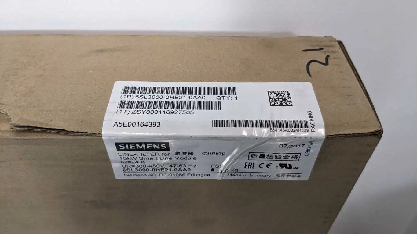 Siemens 6SL3000-0HE21-0AA0 Line Filter 24A 10kW Smart Line Module Factory Sealed