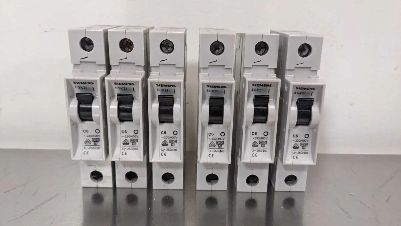 6 Pack Siemens 5SX21 C6 Miniature Circuit Breaker 6A 230/400VAC 1 Pole