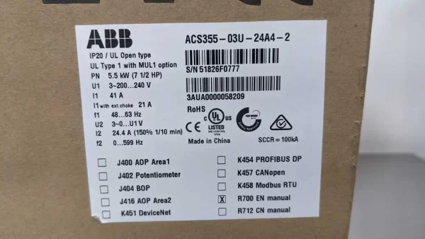 ACS355-03U-24A4-2, ABB, AC Drive