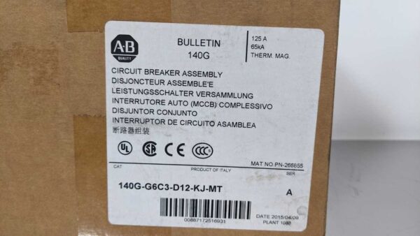 140G-G6C3-D12-KJ-MT, Allen-Bradley, Circuit Breaker Assembly 5128 3 Allen Bradley 140G G6C3 D12 KJ MT 1