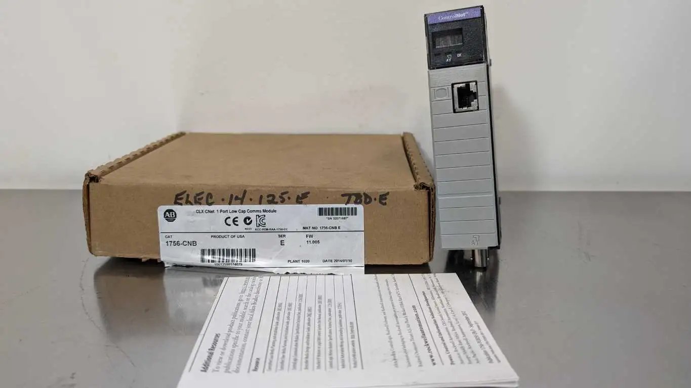 Allen-Bradley 1756-CNB CLX Cnet 1 Port Low Cap Comms Module Ser E FRM 11.005