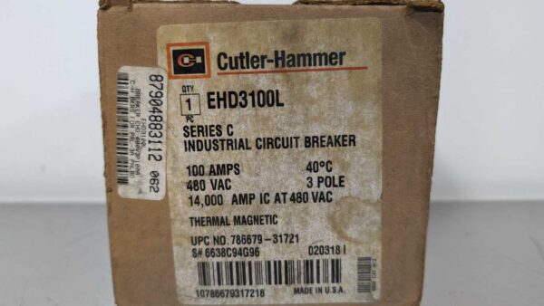 EHD3100L, Cutler-Hammer, Industrial Circuit Breaker 5190 8 Cutler Hammer EHD3100L 1