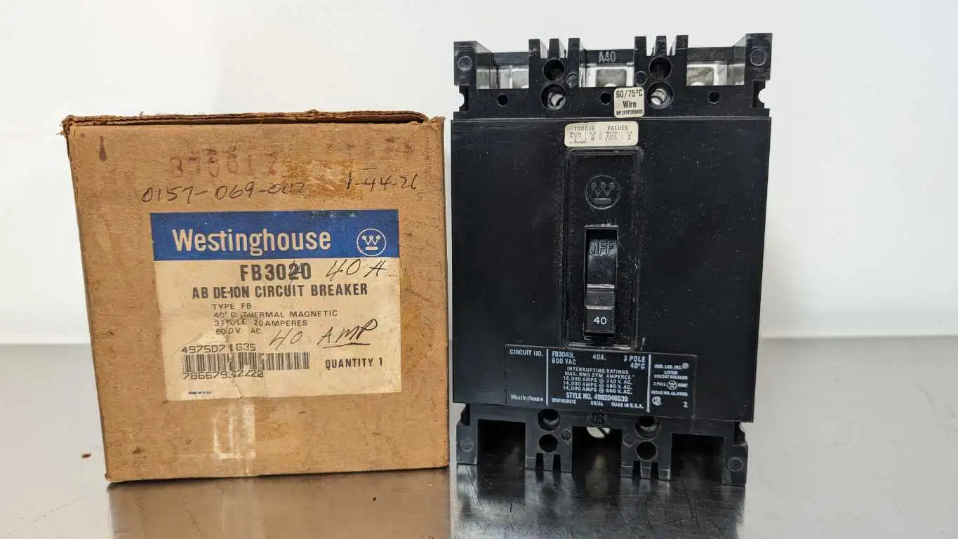 Westinghouse FB3040L Circuit Breaker 40A 600VAC 40A 600VAC 3 POLE