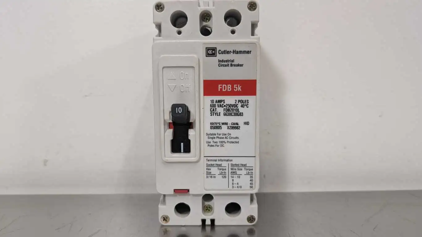 Cutler-Hammer FDB2010L Circuit Breaker 10A FDB 5k 240/480/600VAC 250VDC 2 Pole