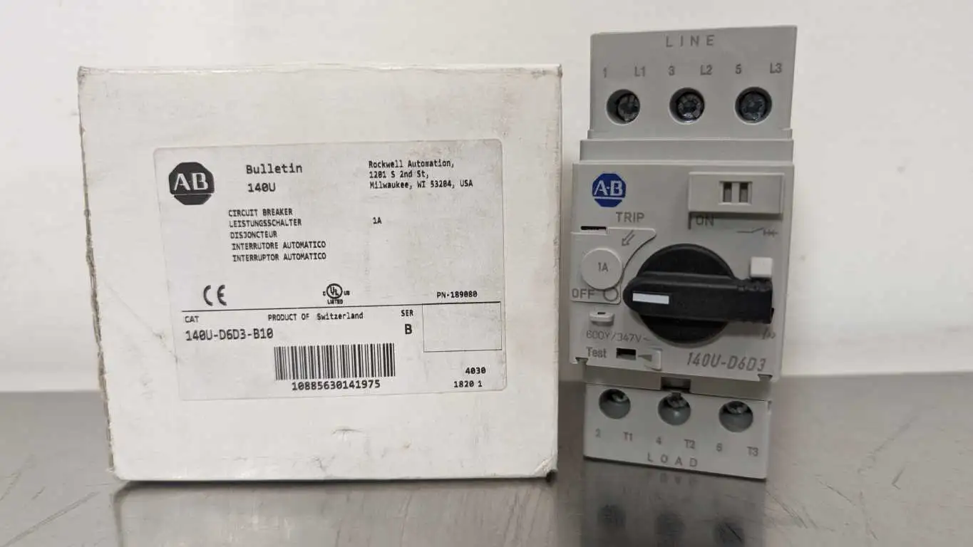 Allen-Bradley 140U-D6D3-B10 Circuit Breaker Ser B 1A PN-189080 3 Pole