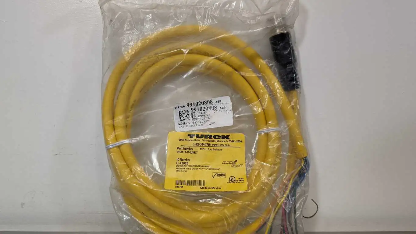 Turck CSSM 12-12-3/S817 Single Ended Cordset U-72026 M23 Straight Male 12 Pin MultiFast