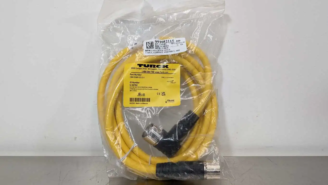 Turck CSM CKWM 12-11-3 Double Ended Cordset U-46764 M23 Straight Male and Angled Female 12 Pin MultFast