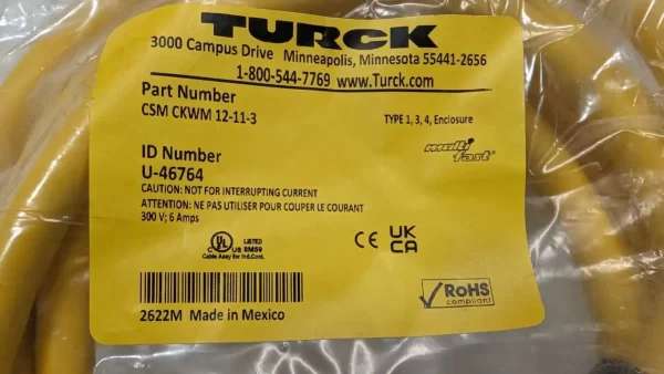 CSM CKWM 12-11-3, Turck, Double Ended Cordset, U-46764