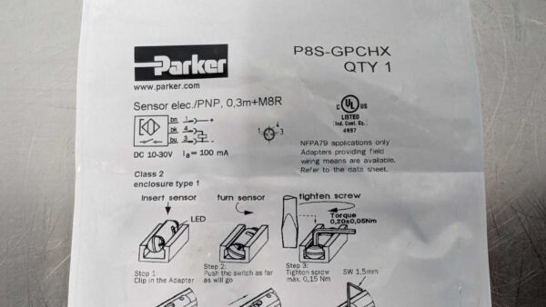 P8S-GPCHX, Parker, Proximity Sensor 5290 4 Parker P8S GPCHX 1