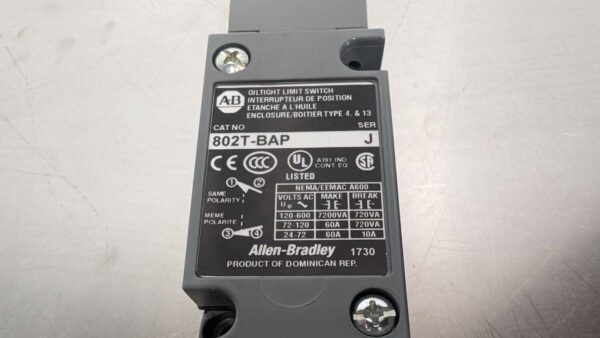 802T-BAP, Allen-Bradley, Oiltight Limit Switch 5299 5 Allen Bradley 802T BAP 1