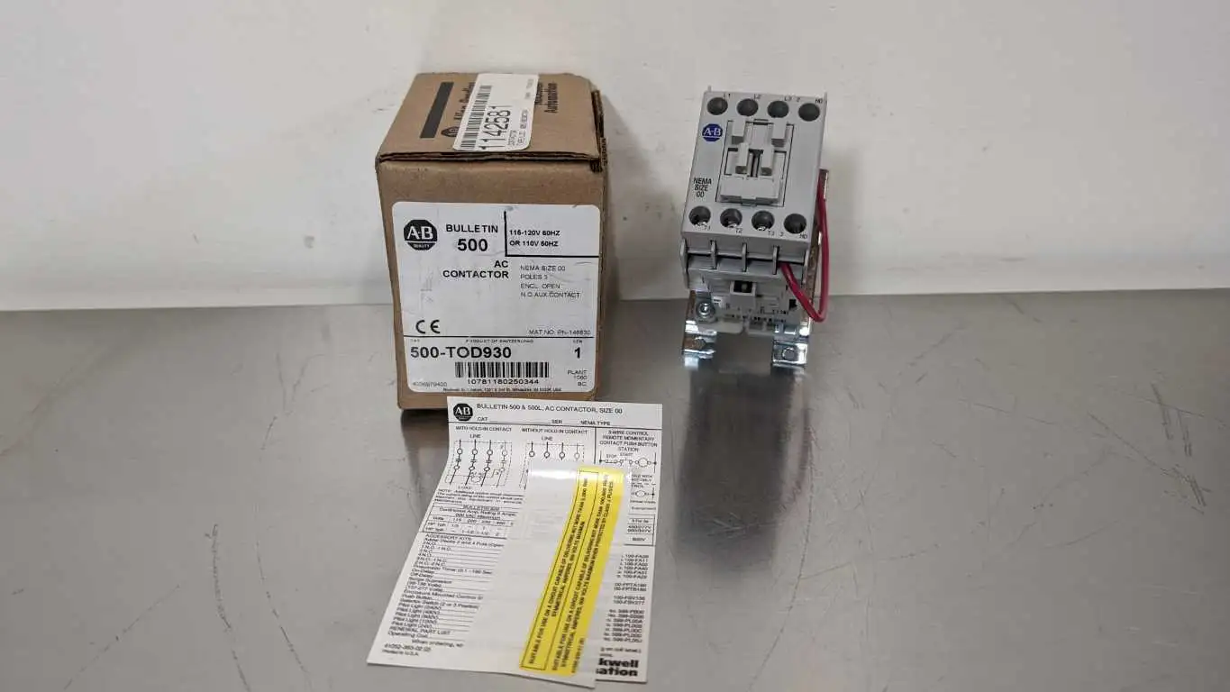 Allen-Bradley 500-TOD930 AC Contactor PN-146630 Ser 1 Nema Size 00 3 Poles