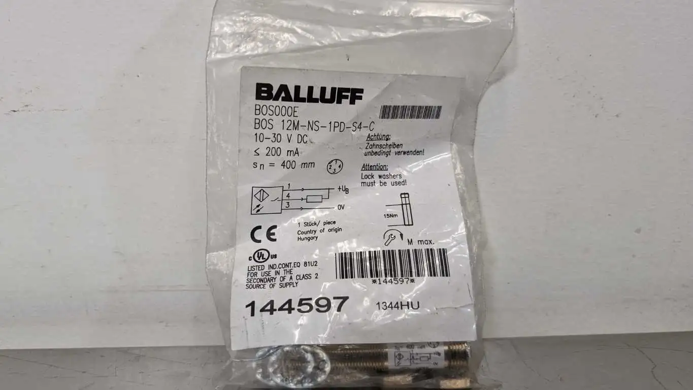 Balluff BOS 12M-NS-1PD-S4-C Diffuse Sensor BOS000E 400mm 10-30VDC 200mA 10-30VDC