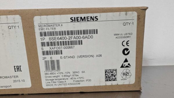 6SE6400-2FA00-6AD0, Siemens, MicroMaster 4 EMC Filter 5358 7 Siemens 6SE6400 2FA00 6AD0 1