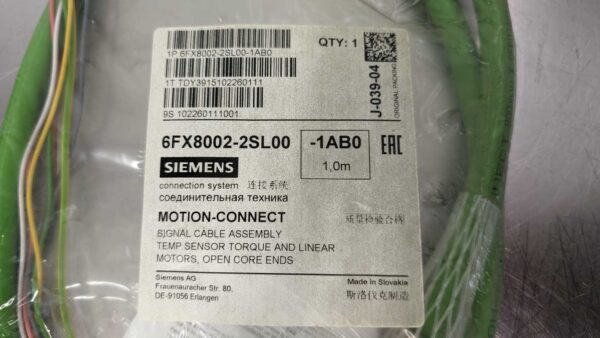 6FX8002-2SL00-1AB0, Siemens, Signal Cable Assembly 5368 3 Siemens 6FX8002 2SL00 1AB0 1