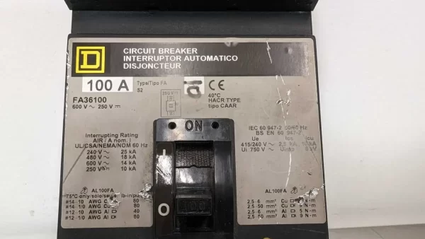 FA36100, Square D, Circuit Breaker, ZZ-7385