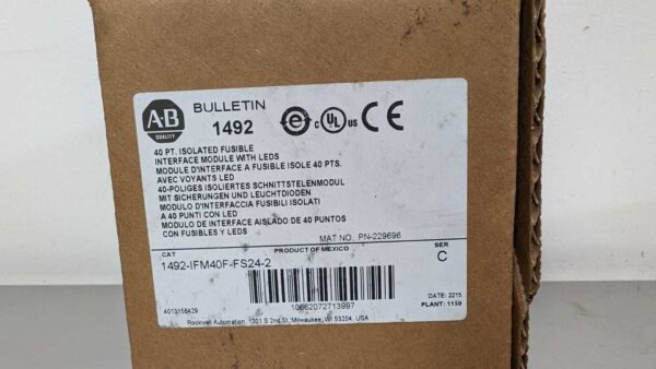 1492-IFM40F-FS24-2, Allen-Bradley, 40PT Isolated Fusible Interface Module with LEDS, PN-229696 5437 5 Allen Bradley 1492 IFM40F FS24 2 1