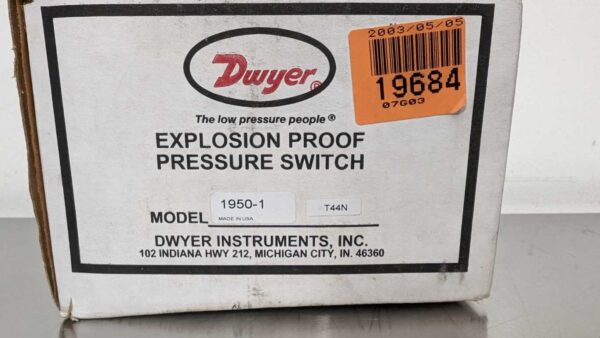 1950-1, Dwyer, Explosion Proof Pressure Switch, 1950-1-2F 5444 6 Dwyer 1950 1 1