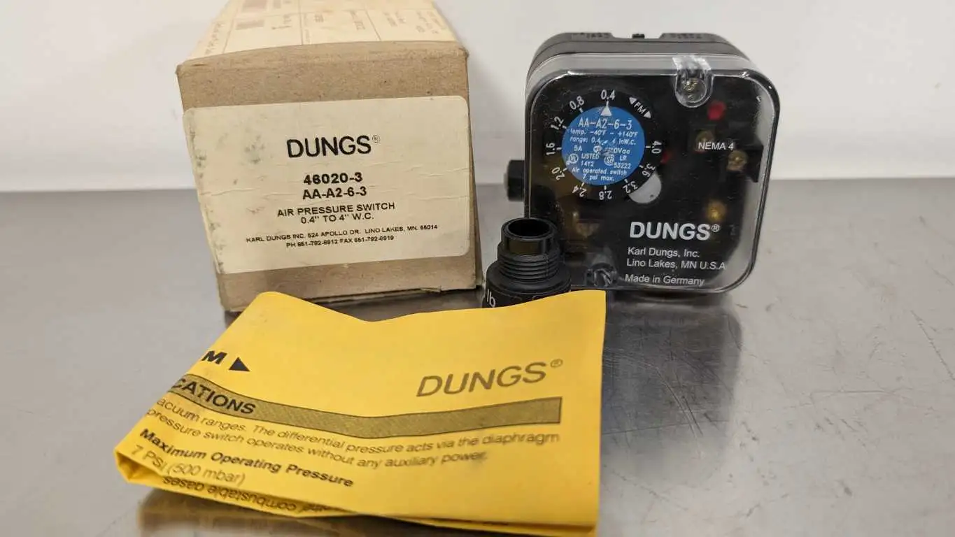 Dungs AA-A2-6-3 Air Pressure Switch 46020-3 0.4″-4″ WC