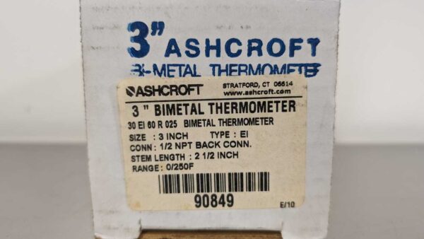 30 EI 60 R 025, Ashcroft, BI-METAL Thermometer