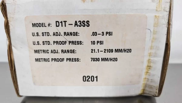 D1T-A3SS, Barksdale, Pressure or Vacuum Actuated Switch