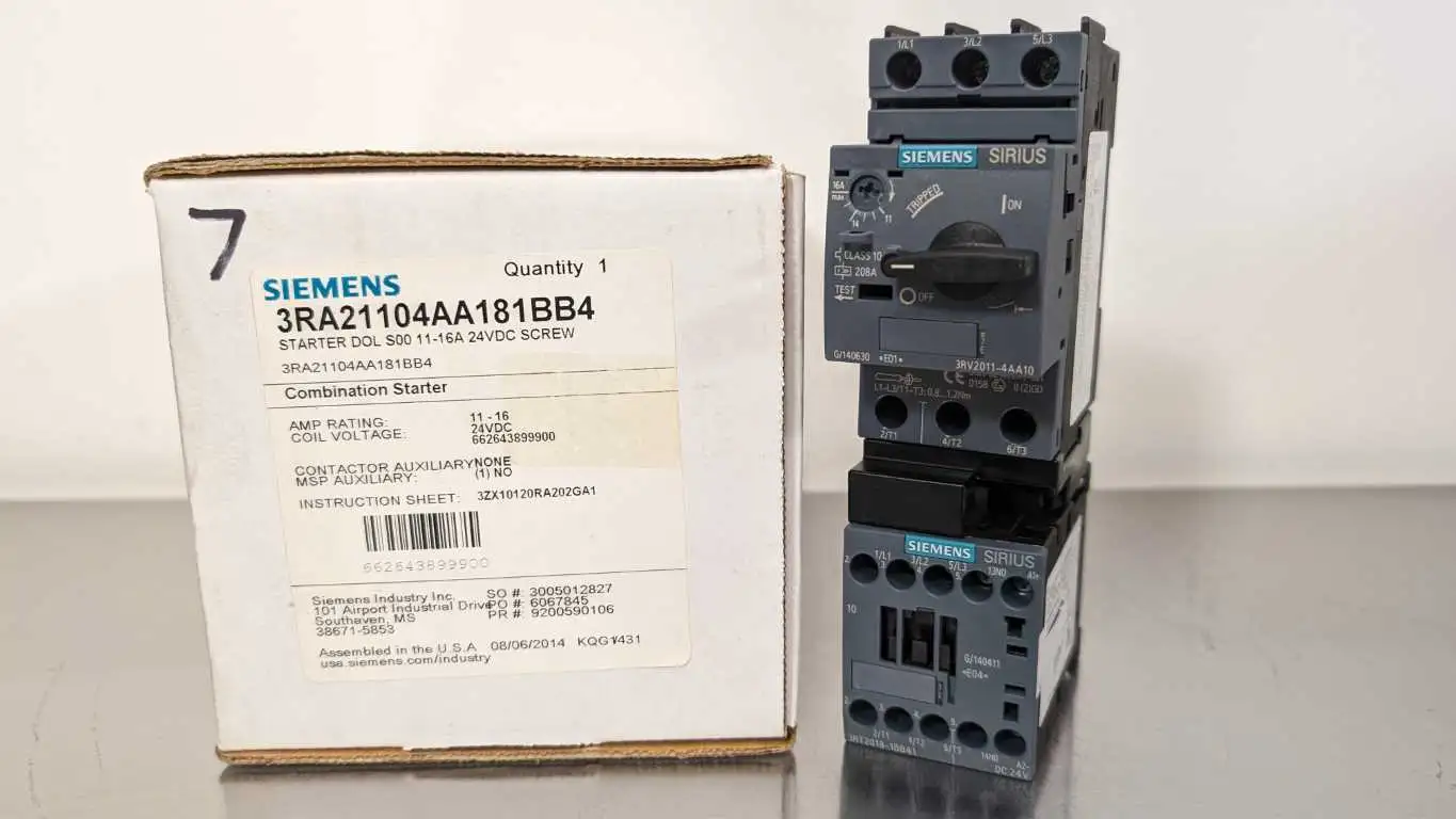 Siemens 3RA21104AA181BB4 Combination Starter S00 24VDC