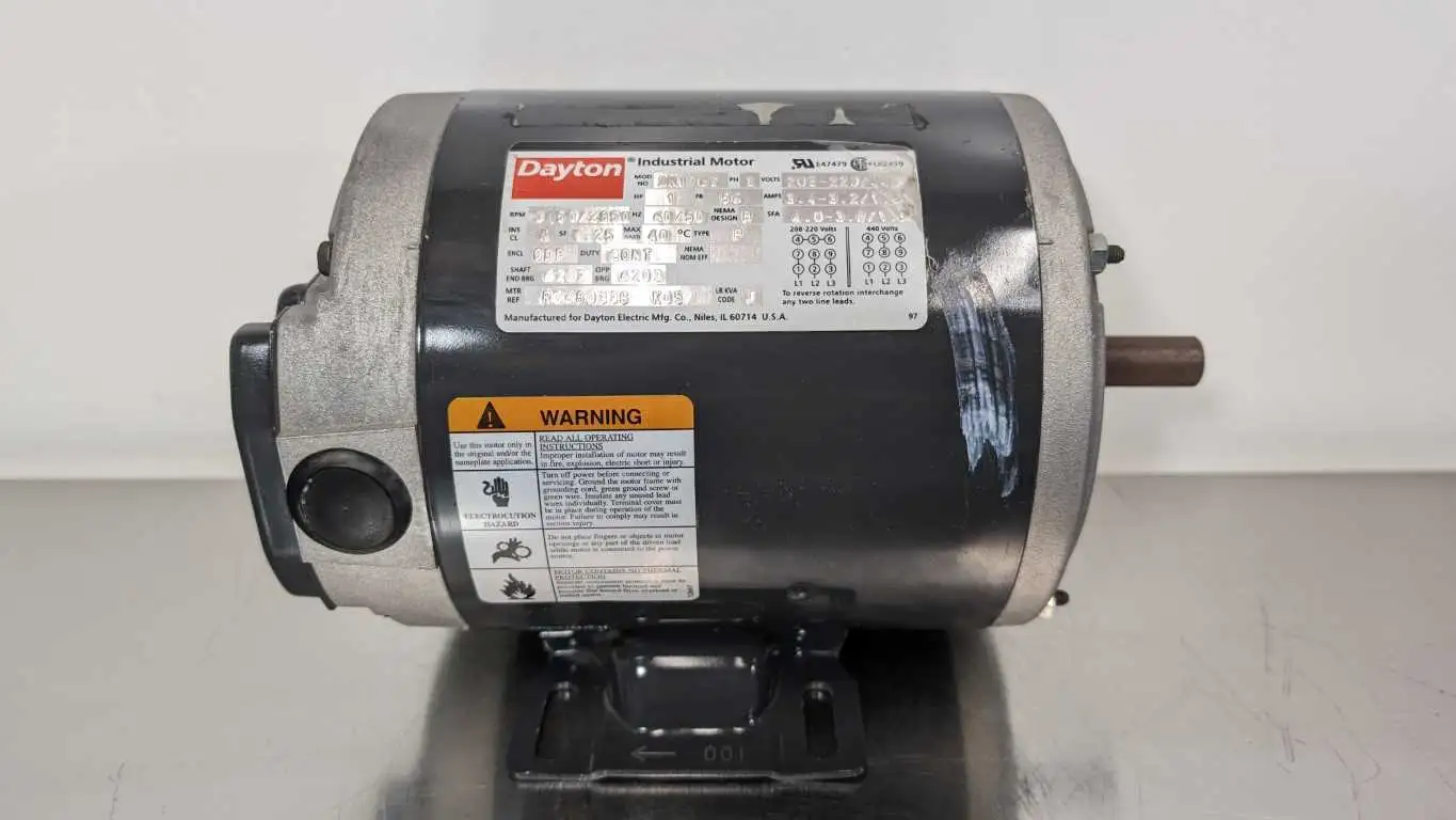 Dayton 3N1786 AC Industrial Motor 1HP 208-220/440VAC 3.4-3.2/1.6A 56