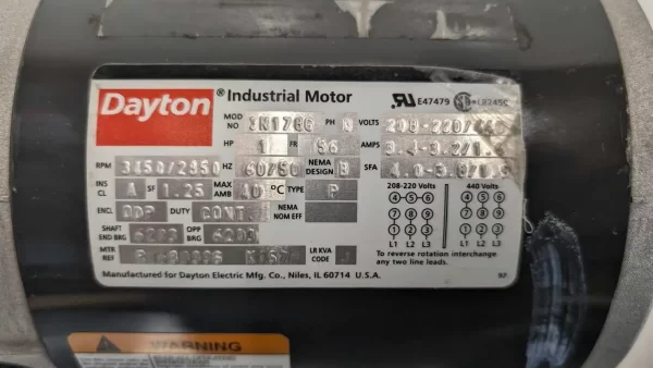 3N1786, Dayton, AC Industrial Motor