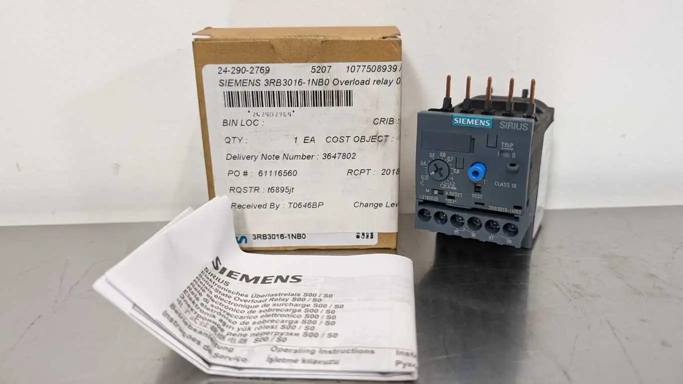 Siemens 3RB3016-1NB0 Thermal Overload Relay 0.32-1.25A