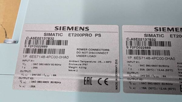 6ES7148-4PC00-0HA0, Siemens, Power Supply 5576 7 Siemens 6ES7148 4PC00 0HA0 1