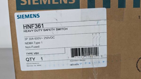 HNF361, Siemens, Heavy Duty Safety Switch