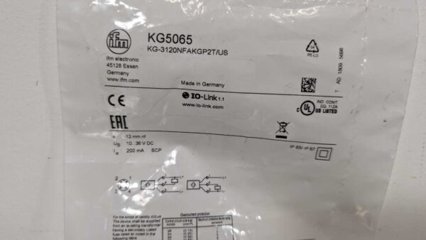 KG5065, IFM Efector, Capacitive Sensor, KG-3120NFAKGP2T/US