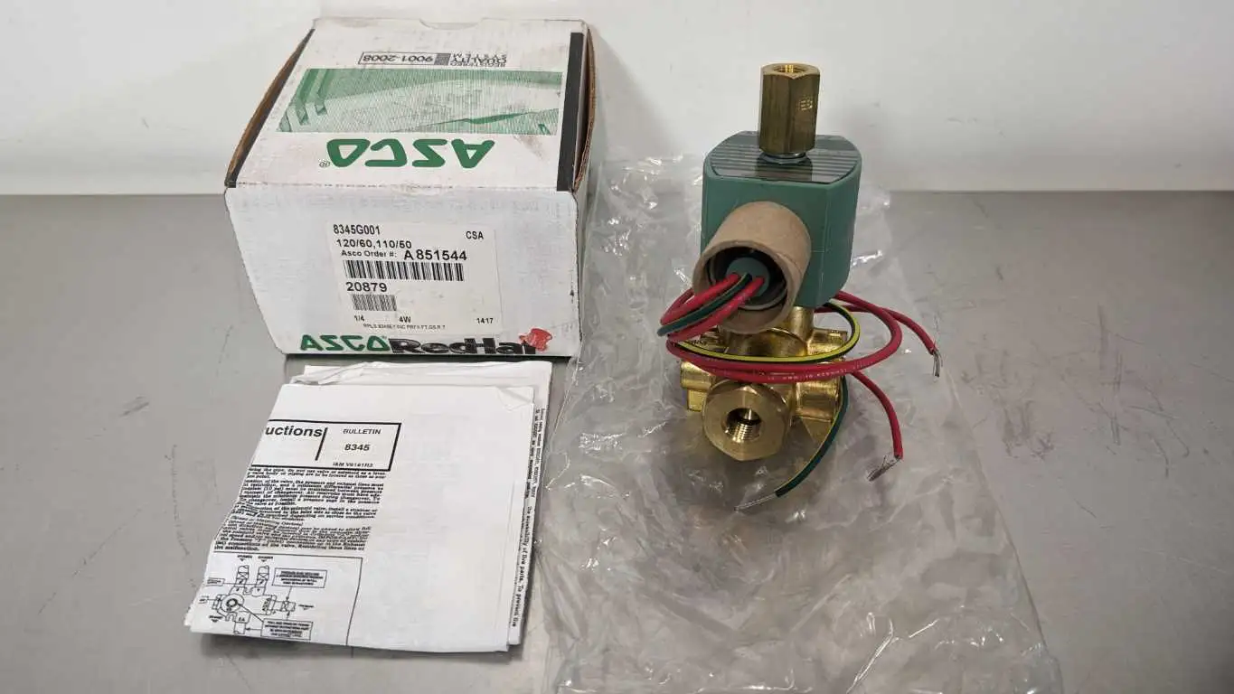 Asco 8345G001 Solenoid Valve A851544 1/4″ NPT 110/120VAC 4W 120/60 110/50