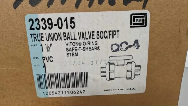 2339-015, Spears, True Union Ball Valve SOC/FIPT, Viton O-Ring