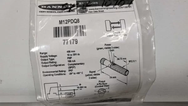 M12PDQ8, Banner, Proximity Sensor, 77179