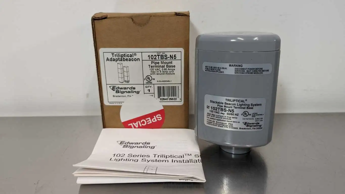 Edwards 102TBS-N5 Pipe Mount Terminal Base Gray Triliptical Adaptabeacon With Sound