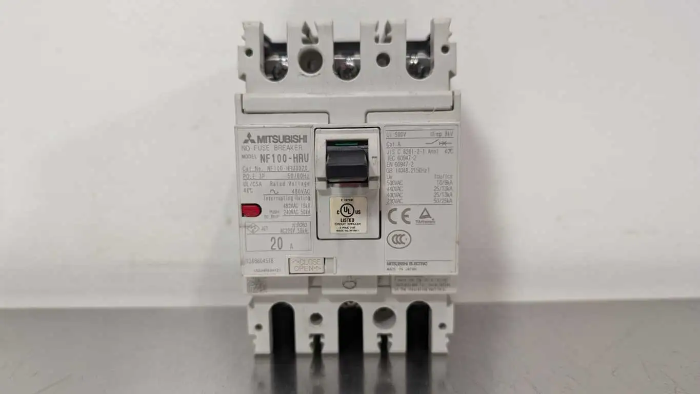 Mitsubishi NF100-HRU3020 No-Fuse Breaker NF100-HRU 20A 480VAC 20A 3 Pole