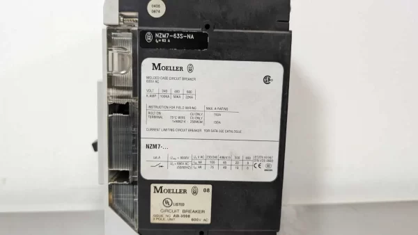 NZM7-63S-NA, Moeller, Molded Case Circuit Breaker