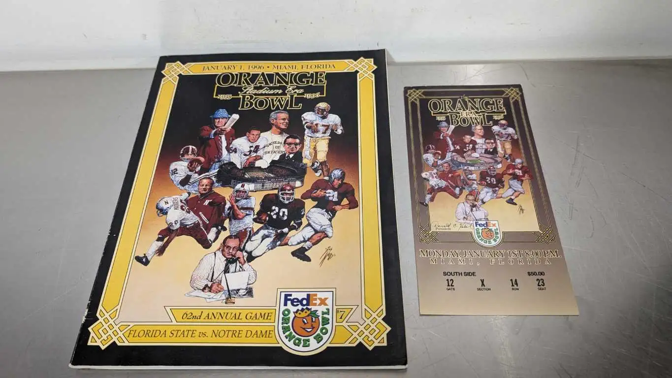 PSP 1996 FedEx Orange Bowl January 1, 1996 Florida State vs Notre Dame Ticket and Magazine