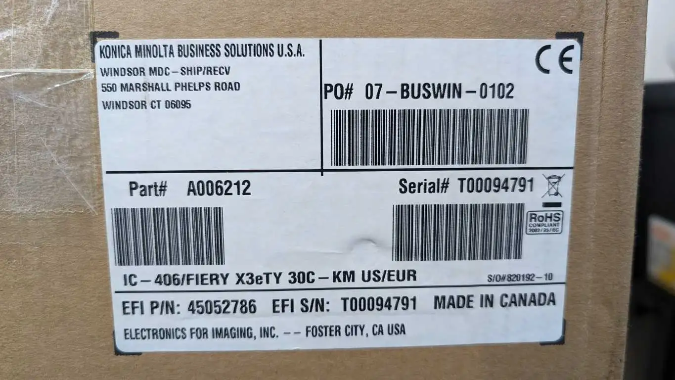 Konica Minolta A006212 Controller IC-406/FIERY X3eTY 30C-KM Factory Sealed