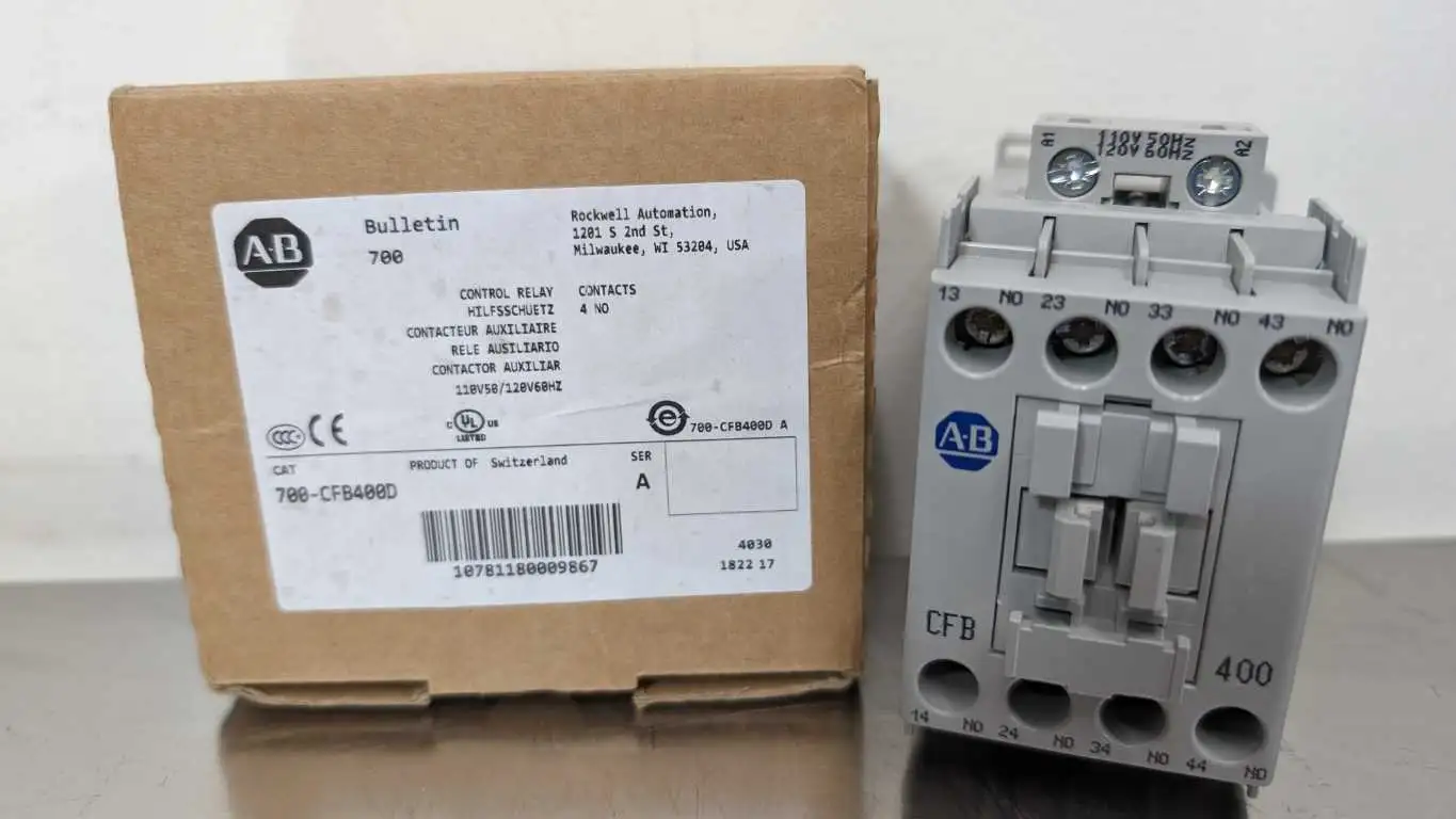 Allen-Bradley 700-CFB400D Control Relay Ser A 110/120VAC Coil 4 NO