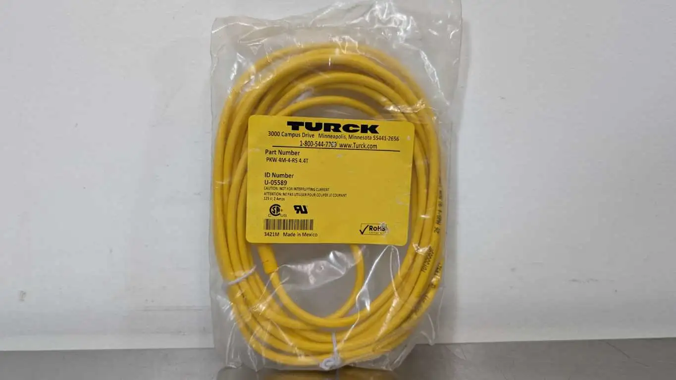 Turck PKW 4M-4-RS 4.4T Double Ended Cordset U-05589 Right Female M8 to Straight Male M12